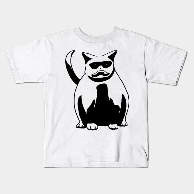 Emotional Cat Black Kids T-Shirt by penciltrooper